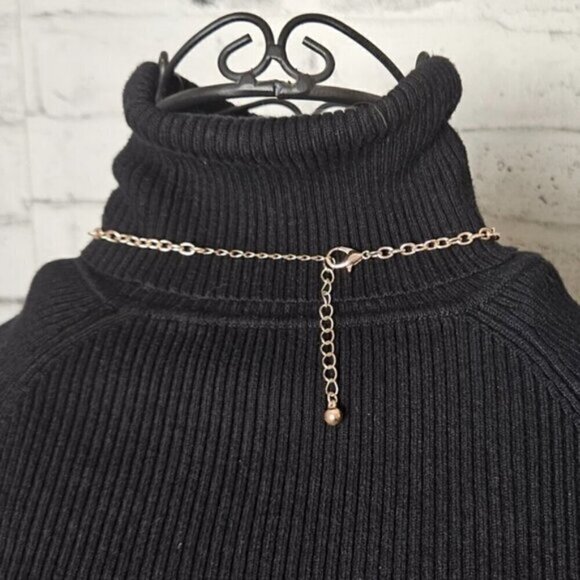 Gold Tone Graduated Thread Ball Necklace Statement Textured Bead Chain - Picture 5 of 6